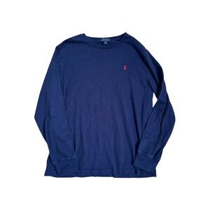 Polo Ralph Lauren Kids Long Sleeve T-Shirt Navy Blue Red Logo XL (18-20)‎